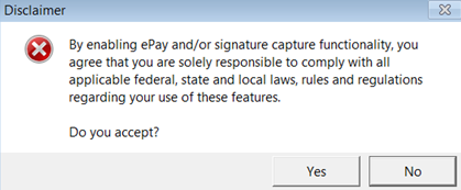 The disclaimer prompt.